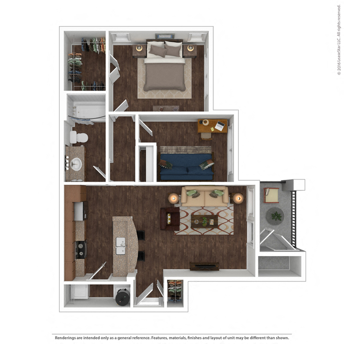 Floor plan for 1 bed, 1 bath, 828 sqft